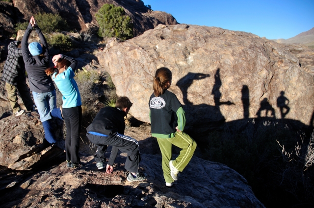  Alongamento antes de atacar a pedra